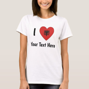 I (Heart Shaped Albanian Flag) Personalised  T-Shirt