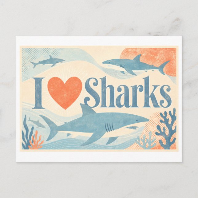"I [Heart] Sharks" Postcard (Front)
