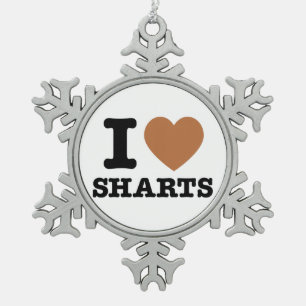 I Heart Sharts Funny Graphic Snowflake Pewter Christmas Ornament
