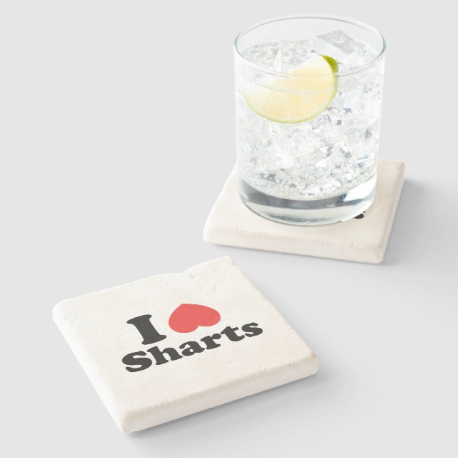 I Heart Sharts Stone Coaster (Side)
