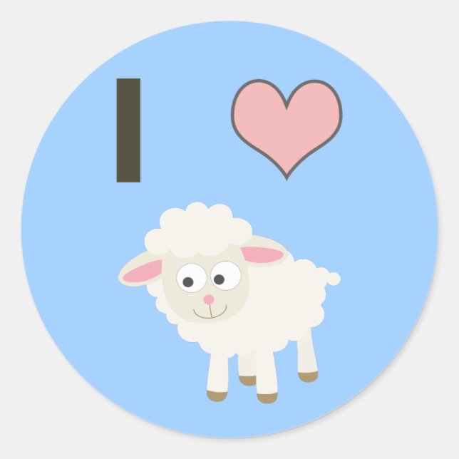 I heart Sheep Classic Round Sticker (Front)