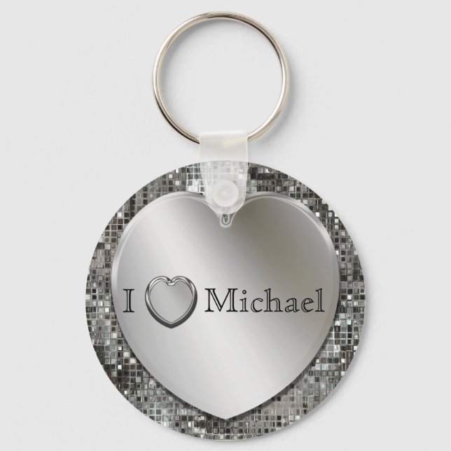 I Heart...Silver Heart Keychain (Front)