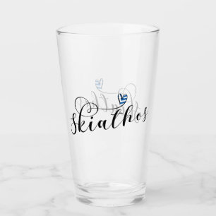 I Heart Skiathios, With Greek Flag Glass