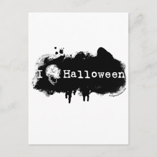 I (heart) skull Halloween Postcard