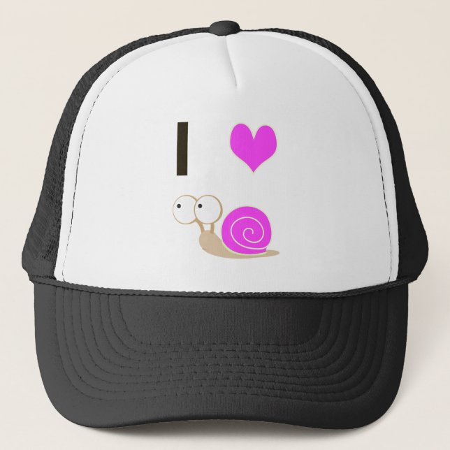 I heart Snails - Pink Trucker Hat (Front)