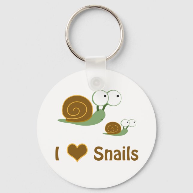 I Heart Snails- two cute snails Key Ring (Front)