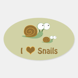 I Heart Snails- two cute snails Oval Sticker