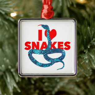 I Heart Snakes Reptile Lover Herpetology Pet Fan Metal Ornament