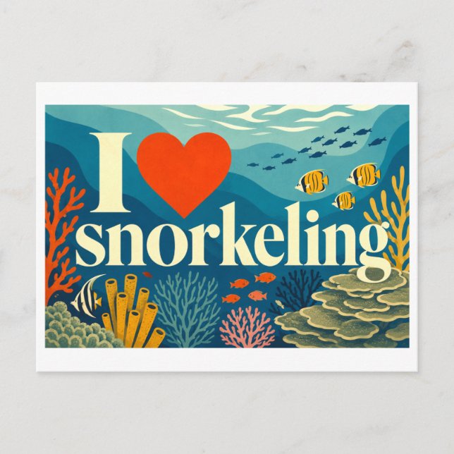"I [Heart] Snorkelling" Postcard (Front)