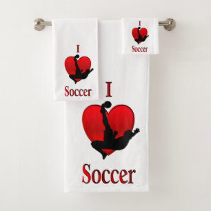 I Heart Soccer Bath Towel Set