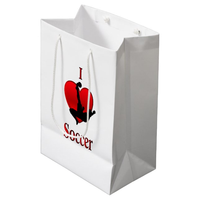 I Heart Soccer Medium Gift Bag (Front Angled)