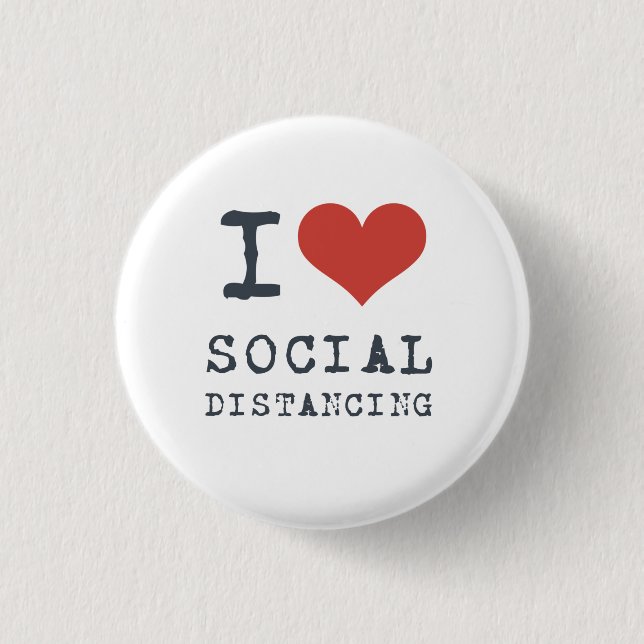 I Heart Social Distancing Introvert 3 Cm Round Badge (Front)