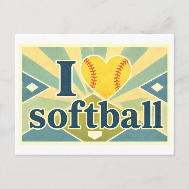 "I [Heart] Softball" Postcard (Front)