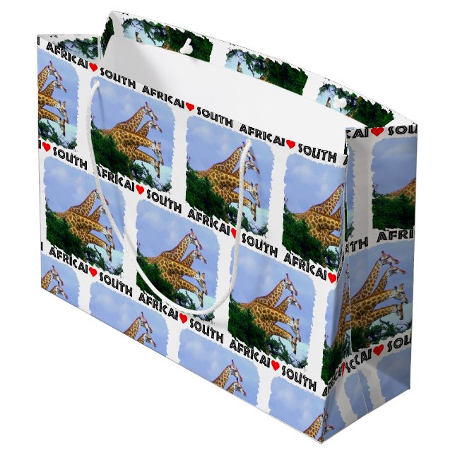 I Heart South Africa 4 Giraffes Large Gift Bag (Back Angled)
