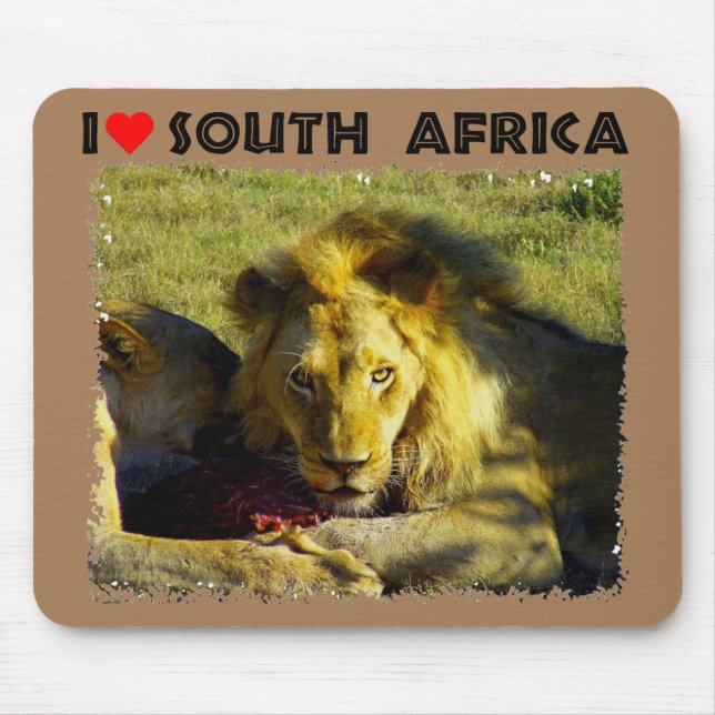 I Heart South Africa Lion Stare Mouse Pad (Front)