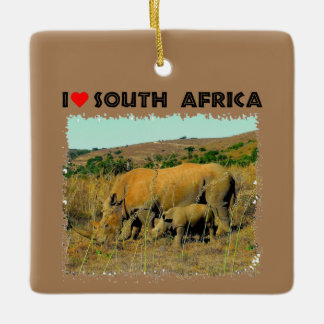 I Heart South Africa Rhino amongst the reeds Ceramic Ornament