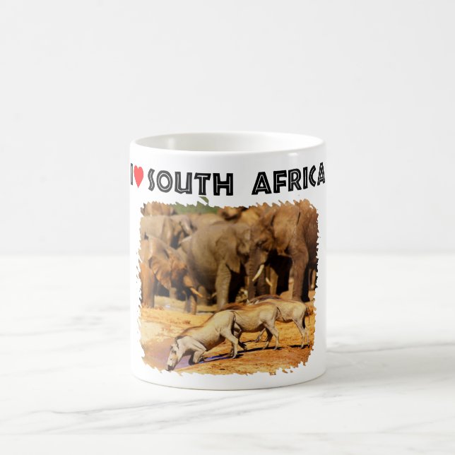 I Heart South Africa warthogs and elephants Coffee Mug (Center)
