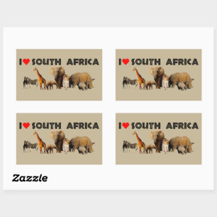 I heart South Africa Wildlife Collage Rectangular Sticker