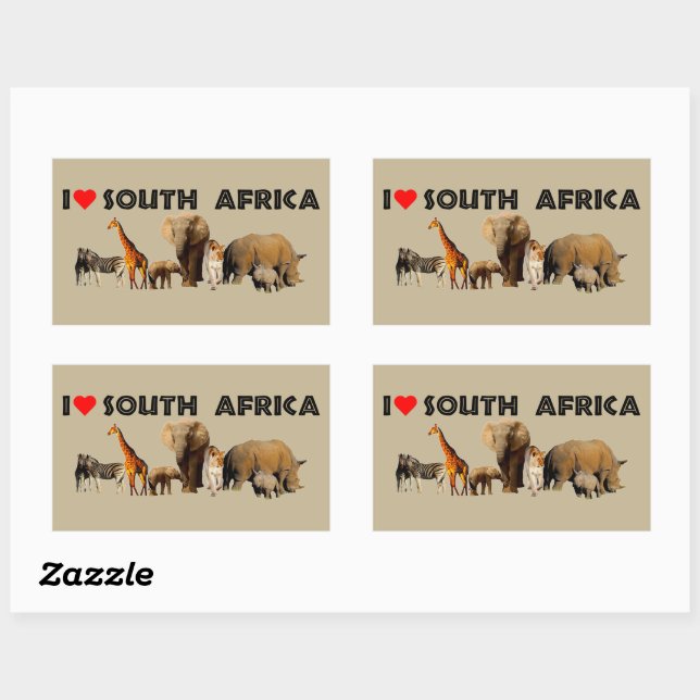 I heart South Africa Wildlife Collage Rectangular Sticker (Sheet)