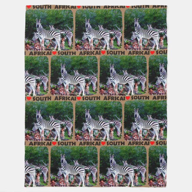 I Heart South Africa Zebra Aloe Fleece Blanket (Front)