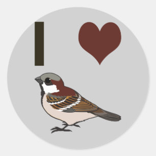 I heart sparrows classic round sticker