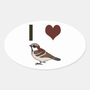 I heart sparrows oval sticker