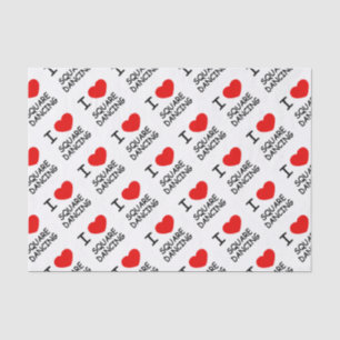 i heart square dancing tissue paper