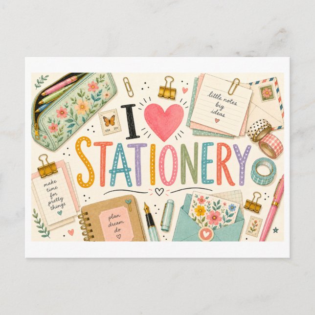 I [Heart] Stationery Postcard (Front)