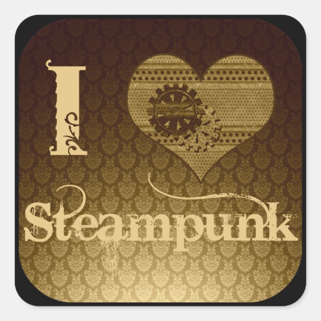 I Heart Steampunk Square Sticker (Front)