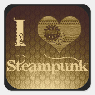 I Heart Steampunk Square Sticker