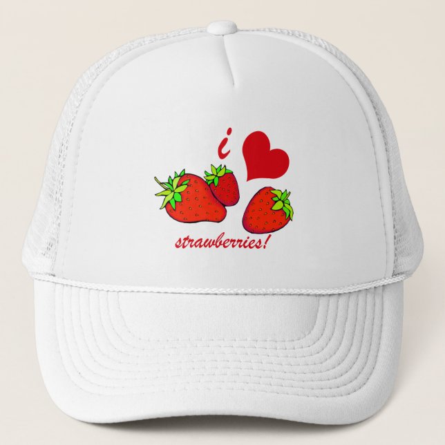I heart strawberries trucker hat (Front)
