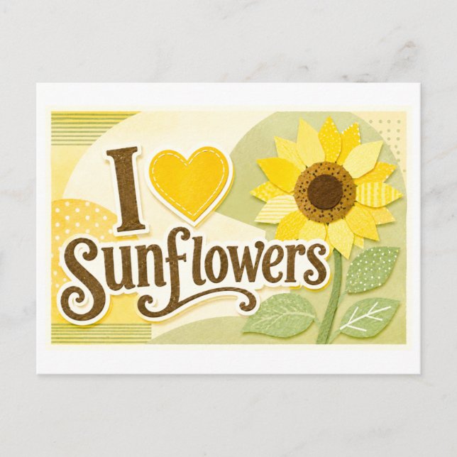 "I [Heart] Sunflowers" Postcard (Front)