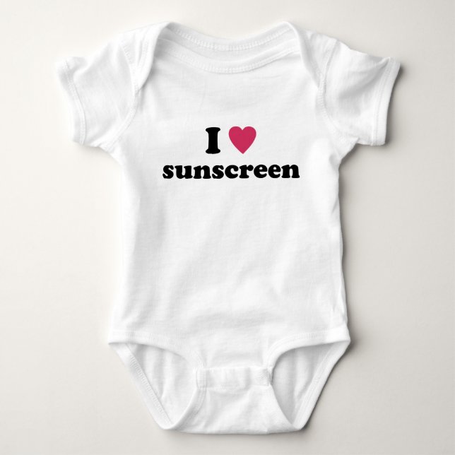 I Heart Sunscreen Baby Bodysuit (Front)