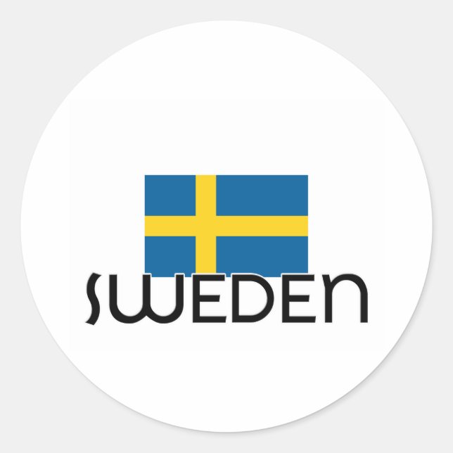 I HEART SWEDEN CLASSIC ROUND STICKER (Front)