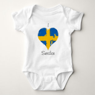 I Heart Sweden Swedish Flag Baby Bodysuit