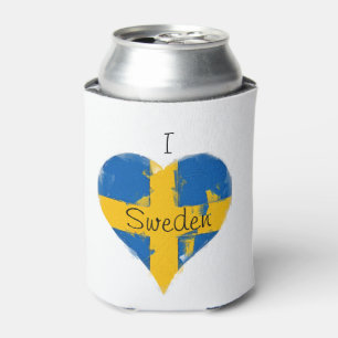 I Heart Sweden Swedish Flag Can Cooler