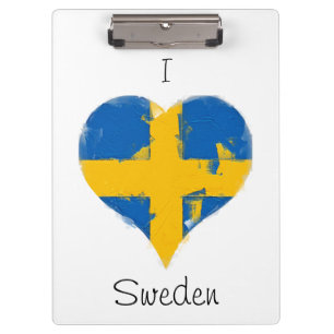 I Heart Sweden Swedish Flag Clipboard