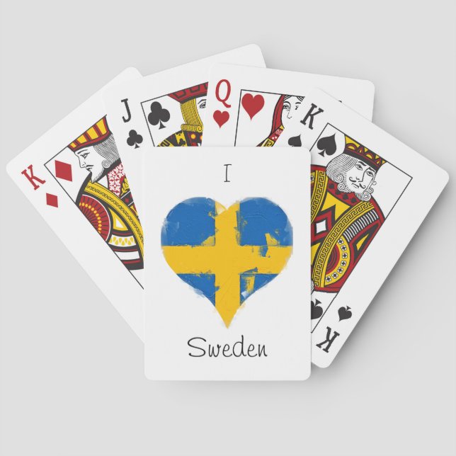 I Heart Sweden Swedish Flag Playing Cards (Back)