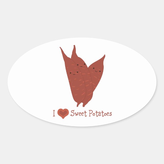 I heart sweet potatoes oval sticker (Front)