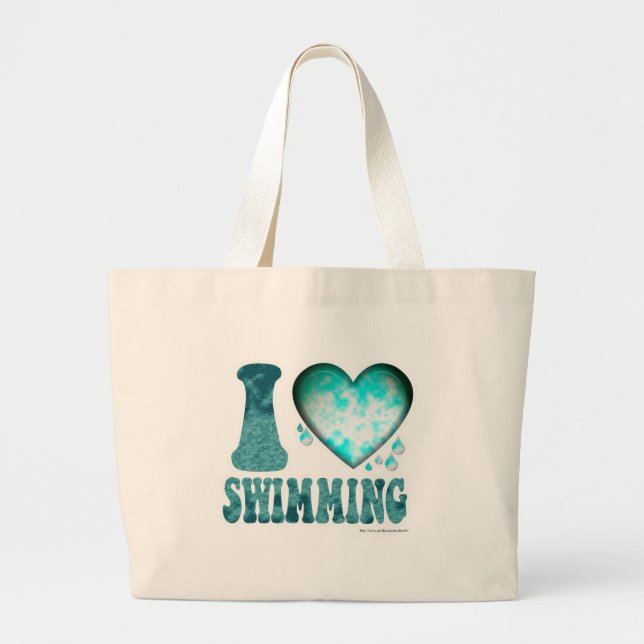 I Heart Swimming Large Tote Bag (Front)