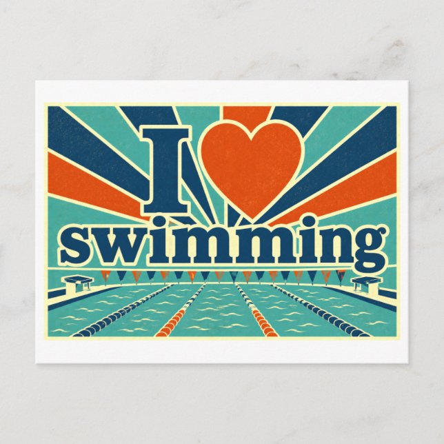 "I [Heart] Swimming" Postcard (Front)