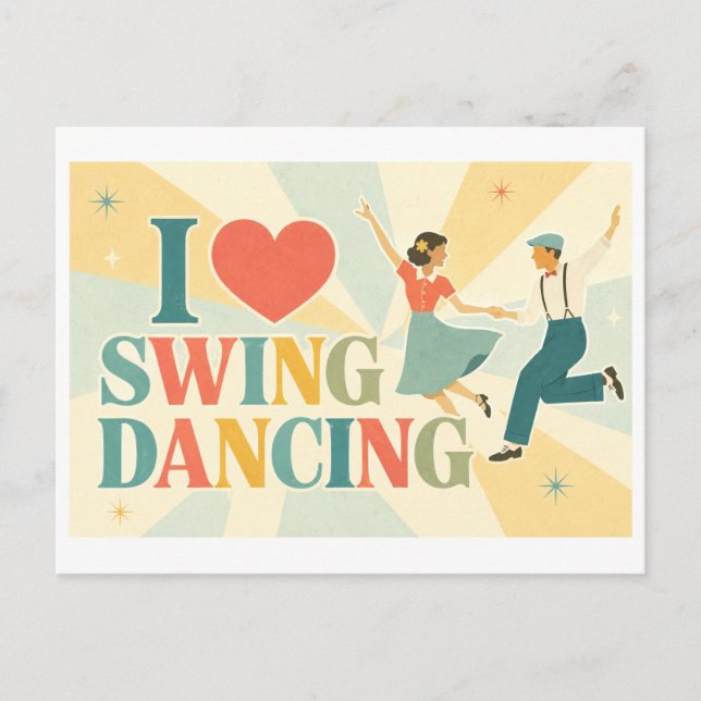 "I [Heart] Swing Dancing" Postcard (Front)