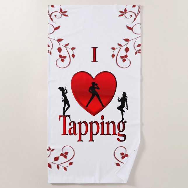 I Heart Tap Dance Beach Towel (Front)