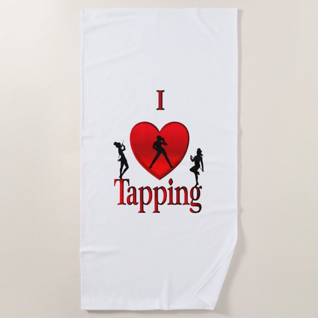 I Heart Tap Dance Beach Towel (Front)