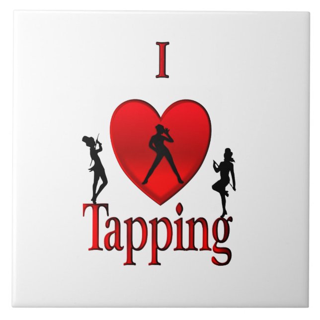 I Heart Tap Dance Ceramic Tile (Front)