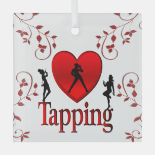 I Heart Tap Dance Glass Tree Decoration