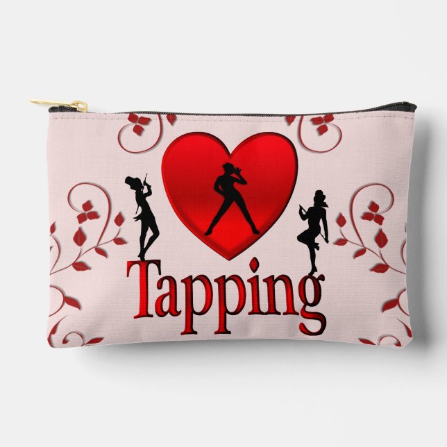 I Heart Tap Dance Pink Accessory Pouch (Front)