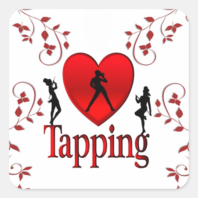 I Heart Tap Dance Square Sticker (Front)