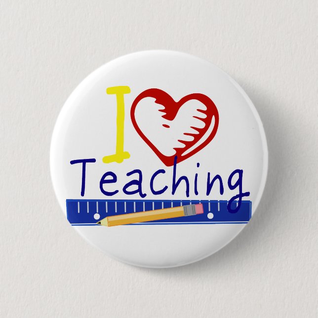 I (Heart) Teaching 6 Cm Round Badge (Front)