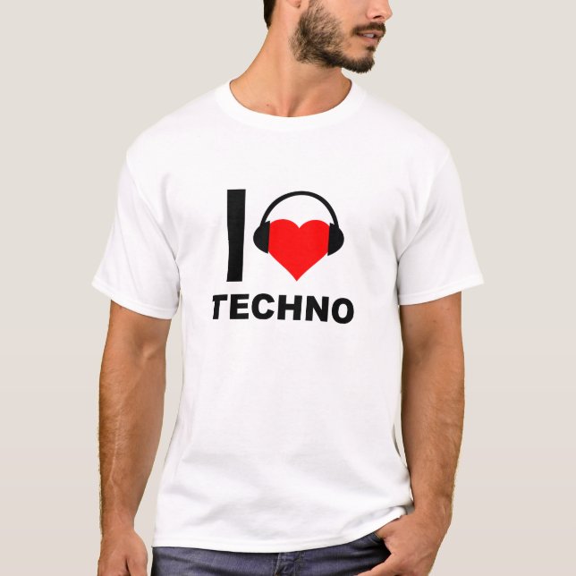 I Heart Techno Funny T-shirt (Front)
